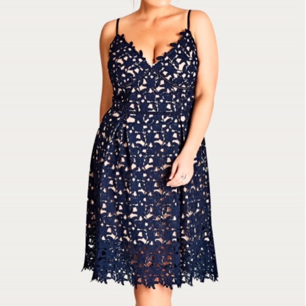 City chic "so fancy" lace dress in navy